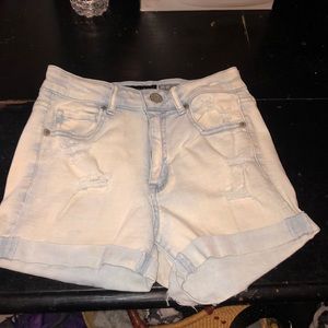 Light-wash high waisted jean shorts